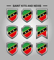 Saint Kits and Nevis National Emblems Flag with Luxury Shield vector