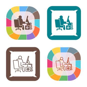 icono de vector de trabajador de computadora