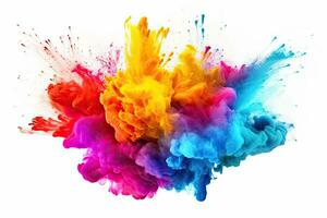 Colorful ink in water isolated on white background. Abstract colored background, Explosion of colored powder on a white background. 3d rendering, AI Generated photo