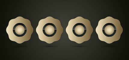 SET of FIVE buttons in Luxury Flower Gold, premium, quality badge vector, illustration design, and 5 luxury circles on dark background template for UI vector