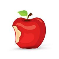 A Bitten red apple fruit icon vector. Red apple fruit has bit icon on isolated white background vector