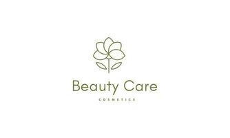 Flower Logo abstract Beauty Spa salon Cosmetics brand Linear style. Looped Leaves Logotype design vector Luxury Fashion template.