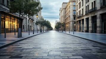 clásico arquitectura y urbano carreteras, vacío la carretera en el ciudad, generativo ai ilustración foto