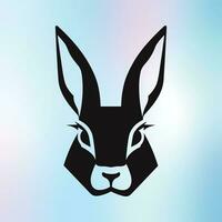 A Black Rabbit Head Silhouette on Blue vector