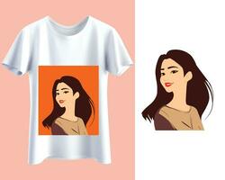 A Portrait of a Person with an Orange Background on a Tee vector