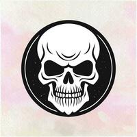 Skull in a Circle, A Dark Pink Illustration vector