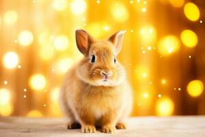 Close-up of cute rabbit with beautiful bokeh background, Generative AI illustration photo