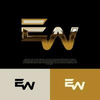 EW Initial Alphabet Logo Letter in Black Gold Color vector