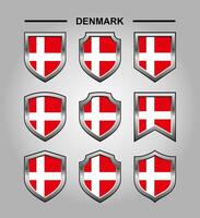 Denmark National Emblems Flag with Luxury Shield vector