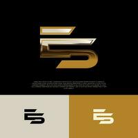 ES Initial Alphabet Logo Letter in Black Gold Color vector