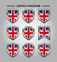 United Kingdom National Emblems Flag with Luxury Shield vector