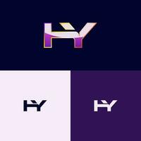 hy inicial logo con degradado estilo para marca identidad vector