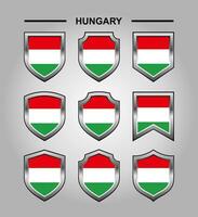 Hungría nacional emblemas bandera con lujo proteger vector