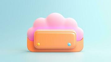 3D cloud icon minimal style, cloud computing online service, digital technology security concept, Generative AI illustration photo