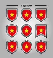 Vietnam National Emblems Flag and Luxury Shield vector