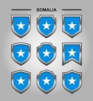 Somalia National Emblems Flag and Luxury Shield vector