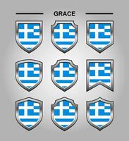 Grace National Emblems Flag with Luxury Shield vector