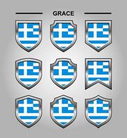 Grace National Emblems Flag with Luxury Shield vector