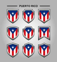 Puerto Rico National Emblems Flag with Luxury Shield vector