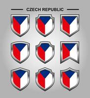 Czech Republic National Emblems Flag with Luxury Shield vector