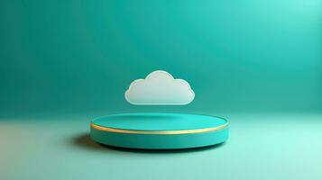 3D white green cloud icon minimal style, cloud computing online service, digital technology security concept, Generative AI illustration photo