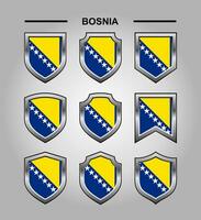 Bosnia National Emblems Flag with Luxury Shield vector