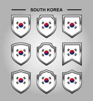 sur Corea nacional emblemas bandera con lujo proteger vector