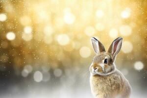 Close-up of cute rabbit with beautiful bokeh background, Generative AI illustration photo