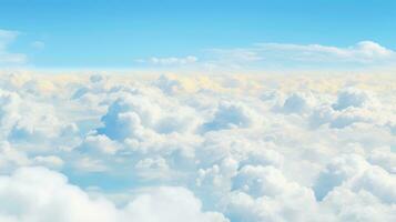 Aerial view White clouds in sky. Top. View from drone. Aerial bird's eye. Aerial top view cloudscape. Sky background, Generative AI illustration photo