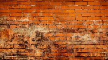 Old red brick wall background, abstract texture pattern backdrop, Generative AI illustration photo