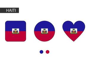 Haiti 3 shapes square, circle, heart with city flag. Isolated on white background. vector