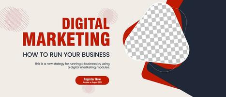 digital Marketing banner template design in Red and white abstract nanner for Business webinar social media post template design vector