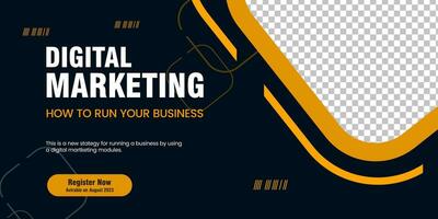 marketing, online element banner and sign templates. Modern business banner template design with Dark and yellow abstract banner template vector