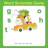 Spelling Word Scramble worksheet. Worksheet for learning English. Educational activity for children. vector