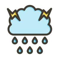 Heavy Rain Vector Thick Line Filled Colors Icon For Personal And Commercial Use.