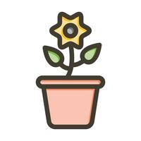 Flower Pot Vector Thick Line Filled Colors Icon For Personal And Commercial Use.