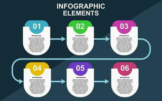 infographic template design with 6 steps. infographic design for presentations, banners, infographs and posters vector