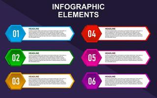 infographic template design with 6 steps. infographic design for presentations, banners, infographs and posters vector