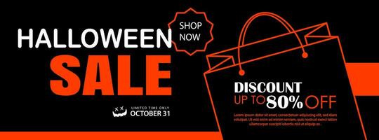 Halloween sale with shopping bags banner background. Halloween illustration template for poster, flyer, sale, and all design. vector