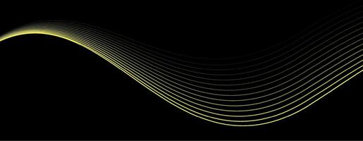 Abstract background with gold curve modern lines on dark background. Illustration horizontal template background banner. vector