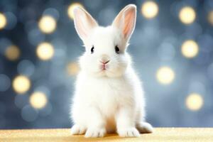 Close-up of cute rabbit with beautiful bokeh background, Generative AI illustration photo