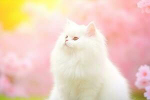 Close-up of cute cat gazing at something with beautiful bokeh background, Generative AI illustration photo