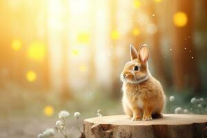 Close-up of cute rabbit with beautiful bokeh background, Generative AI illustration photo