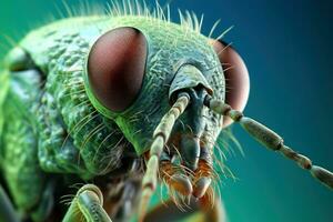 Close-up of insect eye and head with beautiful blurred background, Generative AI illustration photo