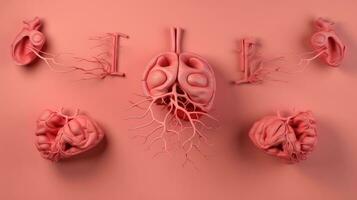 3D illustration mockup of the human organ system, Anatomy, Nervous, circulatory, digestive, excretory, urinary,and bone systems. Medical education concept, Generative AI illustration photo