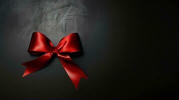 Red ribbon on dark background, World AIDS Day, concept of helping those in need, Generative AI illustration photo