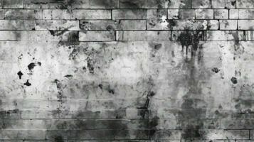 Old black white brick wall background, abstract texture pattern backdrop , Generative AI illustration photo