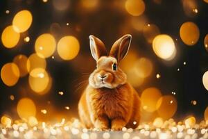 Close-up of cute rabbit with beautiful bokeh background, Generative AI illustration photo