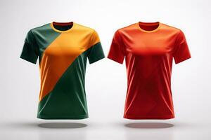 Mockup sports football team uniforms multicolors shirt, Generative AI illustration photo