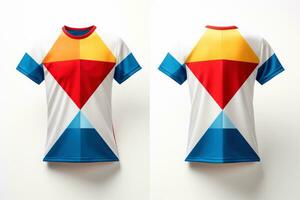 Mockup sports football team uniforms multicolors shirt, Generative AI illustration photo